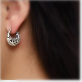 Vintage 999 Silver Hollow Women Dress Earrings Nepal Ethnic Ear Hook Brincos
