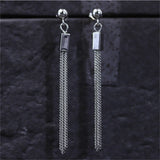 S 925 Sterling Silver Long Chains Tassel Ethnic Earrings