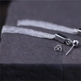 S 925 Sterling Silver Long Chains Tassel Ethnic Earrings