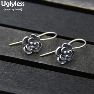 S925 Silver Women Flower Earrings Thai Floral Brincos Bijoux Fine Jewelry