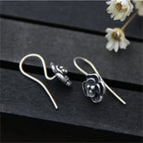 S925 Silver Women Flower Earrings Thai Floral Brincos Bijoux Fine Jewelry