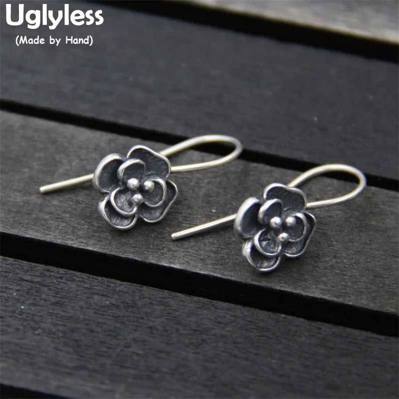S925 Silver Women Flower Earrings Thai Floral Brincos Bijoux Fine Jewelry