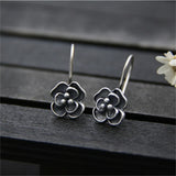 S925 Silver Women Flower Earrings Thai Floral Brincos Bijoux Fine Jewelry