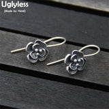 S925 Silver Women Flower Earrings Thai Floral Brincos Bijoux Fine Jewelry