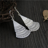S925 Thai Silver Bohemia Triangles Tassel Earrings Women Ethnic Vintage Brincos