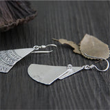 S925 Thai Silver Bohemia Triangles Tassel Earrings Women Ethnic Vintage Brincos