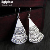 S925 Thai Silver Bohemia Triangles Tassel Earrings Women Ethnic Vintage Brincos