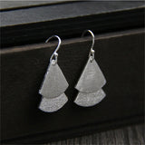 S925 Thai Silver Bohemia Triangles Tassel Earrings Women Ethnic Vintage Brincos