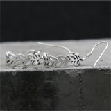S925 Sterling Silver Carve Leaves Earrings Hollow Ethnic Jewelry