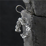 S925 Sterling Silver Carve Leaves Earrings Hollow Ethnic Jewelry