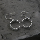 S925 Sterling Silver Carve Leaves Earrings Hollow Ethnic Jewelry