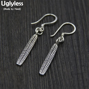 S925 Thai Silver Leaf Dangle Earrings Ethnic Brincos