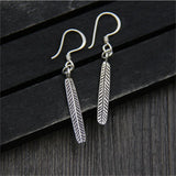 S925 Thai Silver Leaf Dangle Earrings Ethnic Brincos
