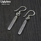 S925 Thai Silver Leaf Dangle Earrings Ethnic Brincos