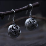 Vintage S925 Thai Silver Hollow Ball Drop Earrings