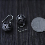 Vintage S925 Thai Silver Hollow Ball Drop Earrings