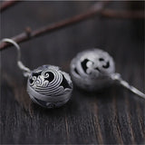 Vintage S925 Thai Silver Hollow Ball Drop Earrings