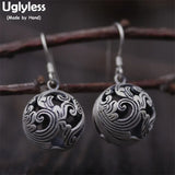 Vintage S925 Thai Silver Hollow Ball Drop Earrings