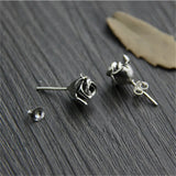 S925 Silver Rose Studs Floral Earrings Vintage Brincos