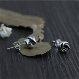 S925 Silver Rose Studs Floral Earrings Vintage Brincos