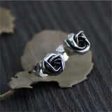 S925 Silver Rose Studs Floral Earrings Vintage Brincos