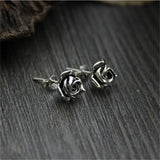 S925 Silver Rose Studs Floral Earrings Vintage Brincos