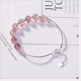 925 Silver Beading Bracelet with Strawberry Quartz Balls