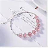 925 Silver Beading Bracelet with Strawberry Quartz Balls