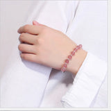 925 Silver Beading Bracelet with Strawberry Quartz Balls