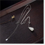 Sterling Silver Jade Magnolia Necklace Floral Choker Gems Pendant