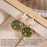 Round Square Jade Earrings Geometric Minimalist Gemstone Studs 925 Silver