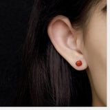 S925 Nature Lapis Stud Earrings Agate Square Brincos