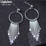 S925 Silver Personalized Nails Tassel Earrings Ethnic Circles