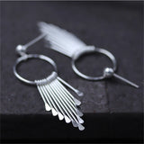 S925 Silver Personalized Nails Tassel Earrings Ethnic Circles