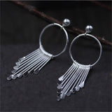 S925 Silver Personalized Nails Tassel Earrings Ethnic Circles