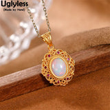 Natural Opal Hollow Vines Garland Pendant 925 Silver