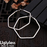 Geometric Hoop Earrings for Women Exaggerated Big Size 925 Silver Brincos