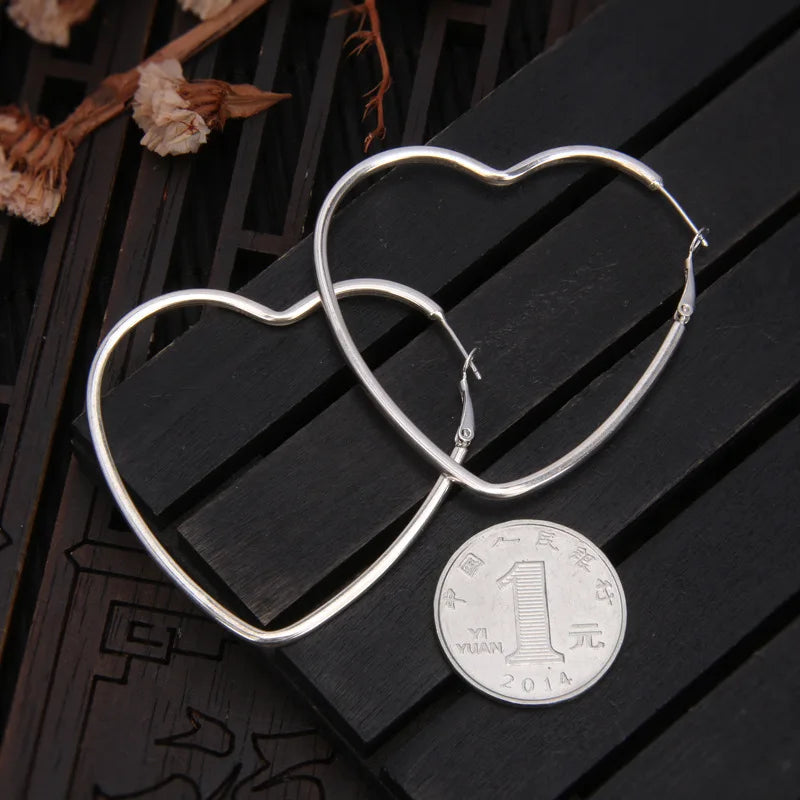 Geometric Hoop Earrings for Women Exaggerated Big Size 925 Silver Brincos