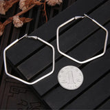 Geometric Hoop Earrings for Women Exaggerated Big Size 925 Silver Brincos