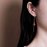 Fan Jade Agate Gemstone Earrings 925 Silver Brincos Jewelry