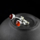 925 Silver Stud Earrings Corundum Jade Brincos Gems E1498