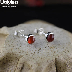 925 Silver Stud Earrings Corundum Jade Brincos Gems E1498