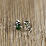 925 Silver Stud Earrings Corundum Jade Brincos Gems E1498
