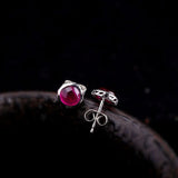 7.6MM Silver Stud Earrings HOT PINK Gemstones Earrings 925 Silver
