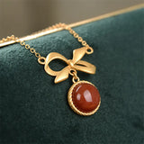 925 Silver Knots Pendant & Chain Agate LOVE Bijoux Fine Jewelry P760