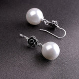 Vintage Thai Silver Flower Earrings Strawberry Quartz Dangle 925 Silver