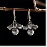 Thai Silver Vivid Bees Earrings for Women 925 Solid Silver Fine Jewelry