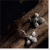 Thai Silver Vivid Bees Earrings for Women 925 Solid Silver Fine Jewelry