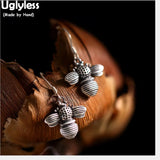 Thai Silver Vivid Bees Earrings for Women 925 Solid Silver Fine Jewelry