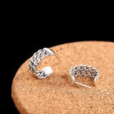 Thai Silver Link Chains Studs Earrings 925 Sterling Silver Women's Jewelry